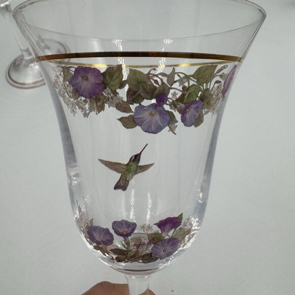 Lena Liu Bradex Hummingbirds and Flowers Wine Glasses Goblets  Set of 6 - Picture 12 of 13